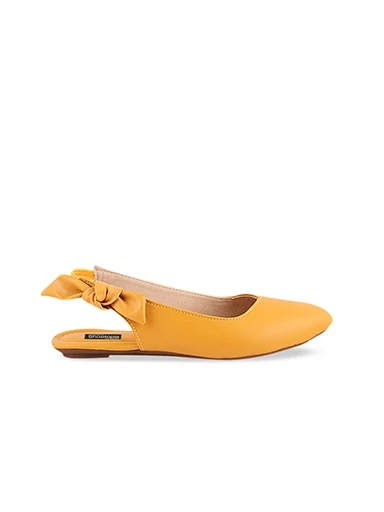 Stylestry Womens & Girls Yellow Embellished Mules with Bows Flats