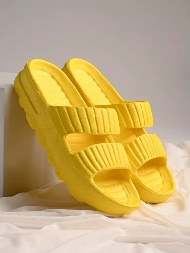 Stylestry Women Yellow Solid Sliders