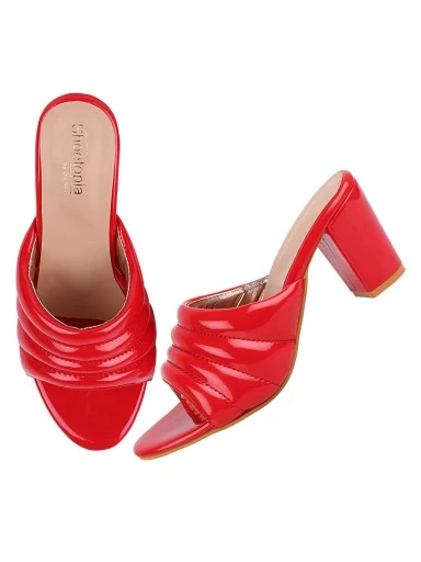 Stylestry Women's & Girl's Red Solid Block Heels