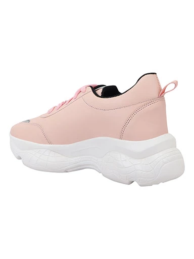 Stylestry Womens & Girls Pink Lace Up Stylish Casual Sneakers Shoes