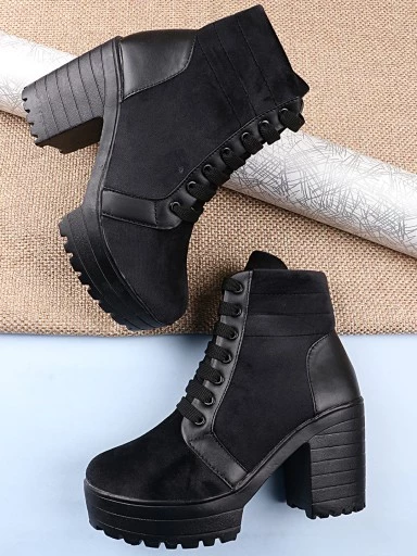 Girls black heeled best sale boots