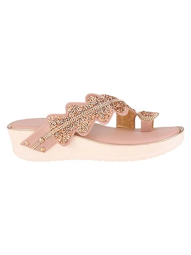 Stylestry Women's & Girl's Copper Toned Embellished Platform Wedges
