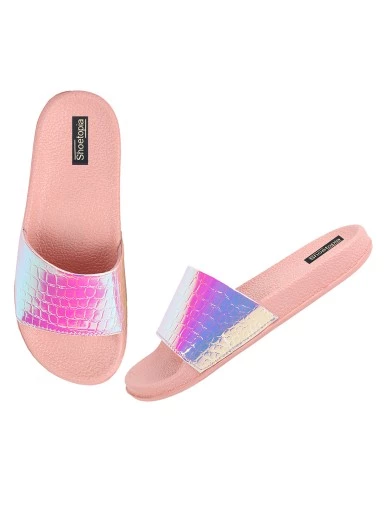 Stylestry Women & Girls Embellished Pink Sliders