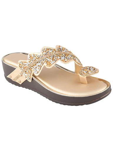 Stylestry Women's & Girl's Golden Toned Embellished Platform Wedges