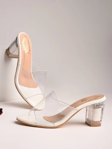 OAVQHLG3B Sandals for Women Clearance New Fashion Transparent Heel Square  Toe High Heel Sandals - Walmart.com