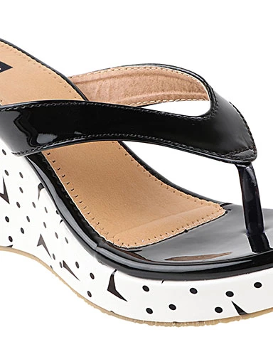 Stylestry Women's & Girl's Black Printed Wedges Heeled Sandals