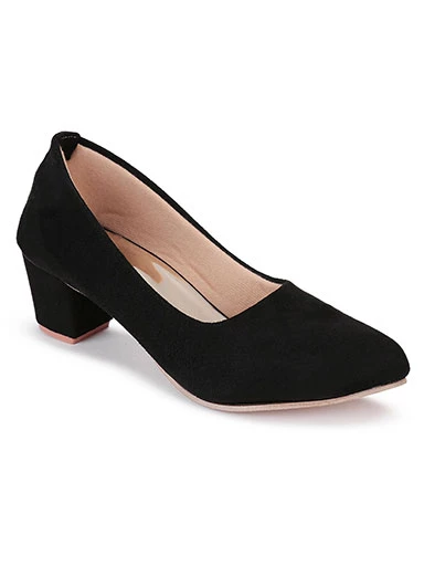 Stylestry Women's & Girl's Black Suede Block Pumps
