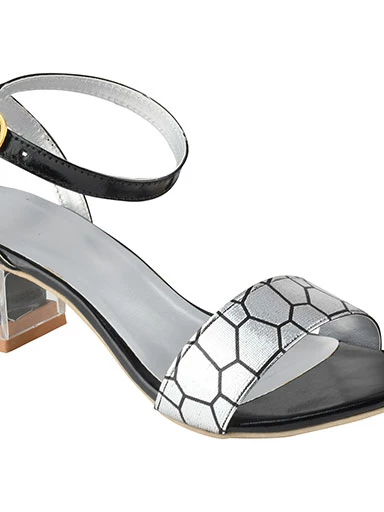 Stylestry Women's & Girl's Black Printed Strap Transparent Block Heels