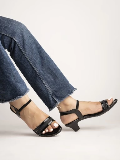 Stylestry Womens & Girls Black Embellished Kitten Heels