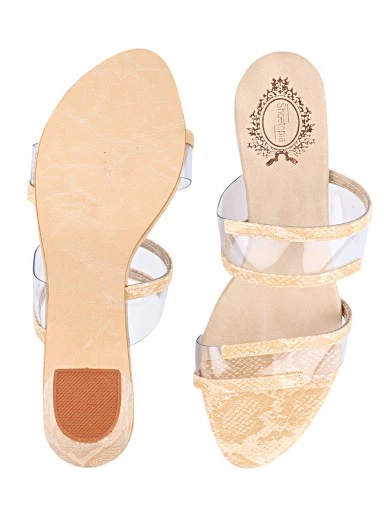 Stylestry Beige Printed Block Sandals