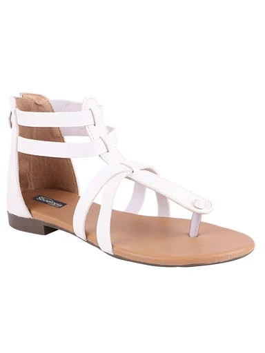 Stylestry Womens & Girls White Zipper Gladiator Flats