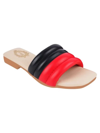 Stylestry Casual Trendy Party Wear Stylish Women & Girls Stripped Red Slip-On Flats