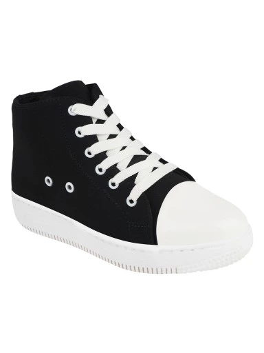 Stylestry Womens & Girls Lace-Up Black Sneakers