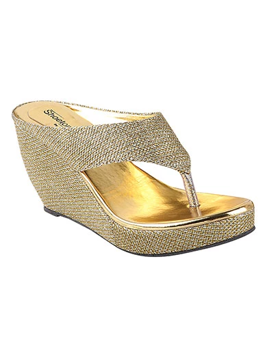 Stylestry Women's & Girl's Gold-Toned Embellished Wedges