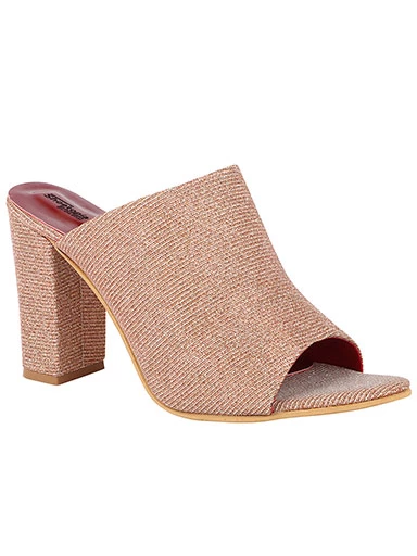 Stylestry Women's & Girl's Pink Woven Design Peep Toe Block Heels