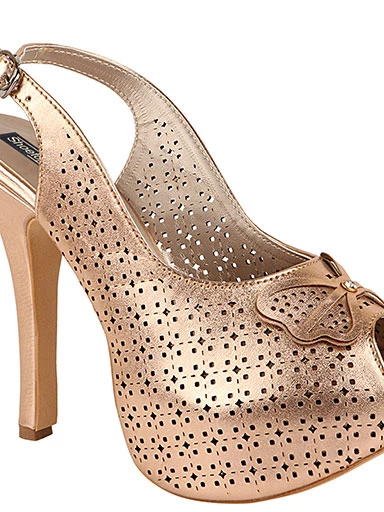 Stylestry Women's & Girl's Peach Slim Heeled Peep Toes with Bows