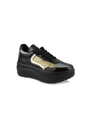 Stylestry Womens & Girls Black Casual Sneakers Shoes