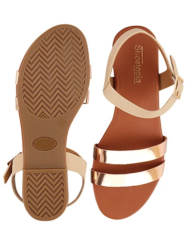 Stylestry Womens & Girls Gold-Toned Open Toe Flats