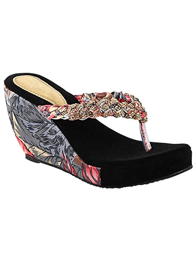 Stylestry Women's & Girl's Red Textured Wedges Heels