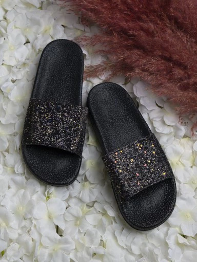 Stylestry Women Black Solid Synthetic Open Toe Flats