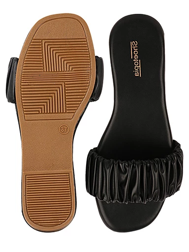 Stylestry Womens & Girls Black Open Toe Flats