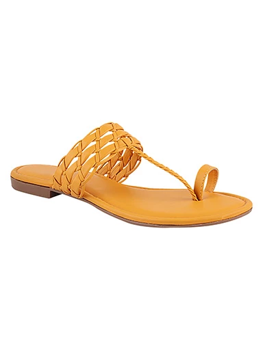 Stylestry Womens & Girls Yellow Solid Faux Fur One Toe Flats