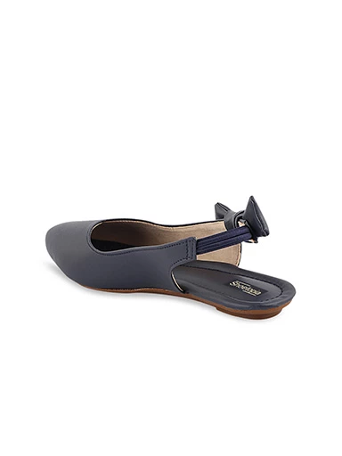 Stylestry Womens & Girls Navy Blue Embellished Mules with Bows Flats