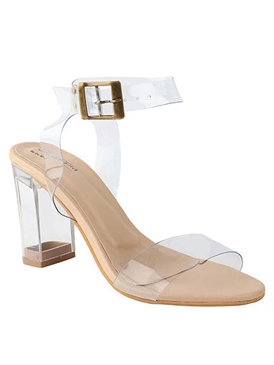 Stylestry Womens & Girls Cream Block Heels Sandals with Buckles