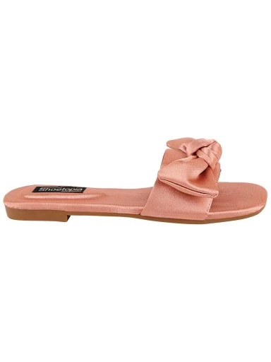 Stylestry Women Peach-Coloured Open Toe Flats with Bows