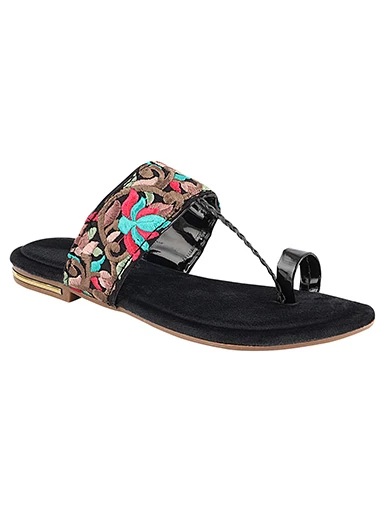 Stylestry Womens & Girls Black Woven Design One Toe Flats