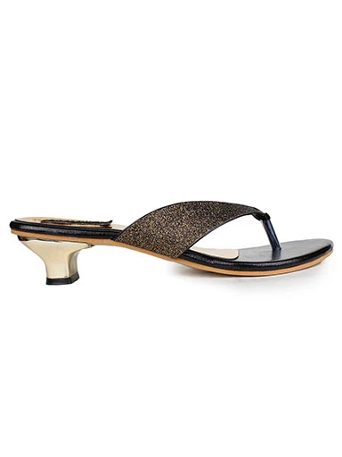 Stylestry Women's & Girl's Black Ethnic Embellished Kitten Heels