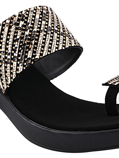 Stylestry Womens & Girls Black Embellished Block Heels