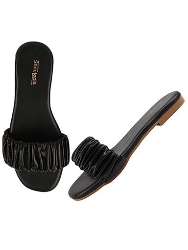 Stylestry Womens & Girls Black Open Toe Flats
