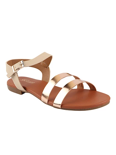 Stylestry Womens & Girls Gold-Toned Open Toe Flats