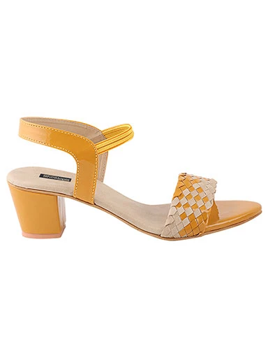 Stylestry Women's & Girl's Yellow Pointed Toe Block Heeled Sandals