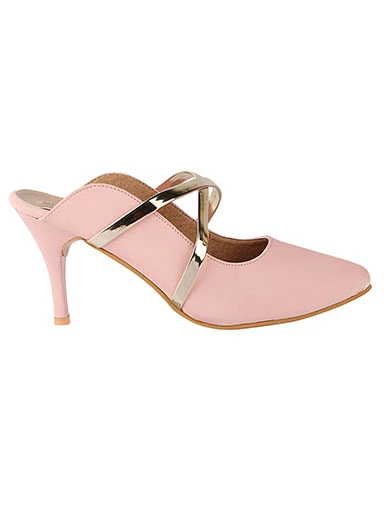 Stylestry Womens & Girls Pink Pointed Toe Slim Heeled Mules