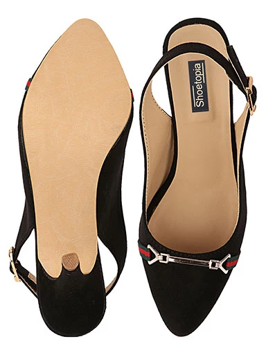 Stylestry Women's & Girl's Black Striped Suede Stiletto Pumps