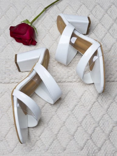 Stylestry Womens & Girls White Solid Block Heels