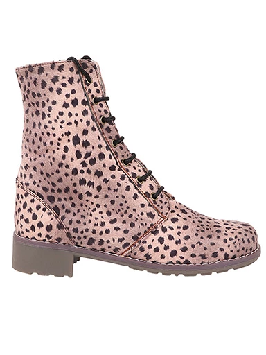 Stylestry Womens & Girls Leopard Print High Top Pink Heeled Boots