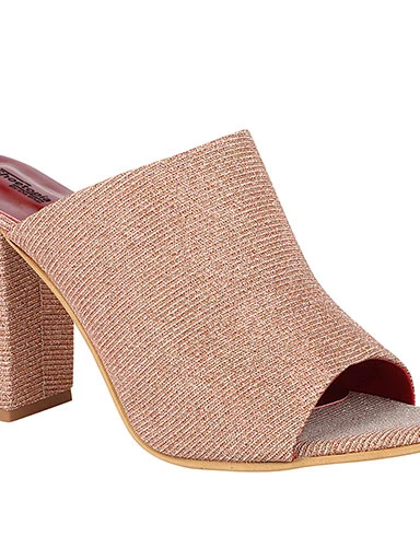 Stylestry Women's & Girl's Pink Woven Design Peep Toe Block Heels