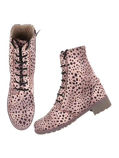 Stylestry Womens & Girls Leopard Print High Top Pink Heeled Boots