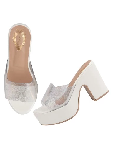 Stylestry Women & Girls WHITE BLOCK Heels