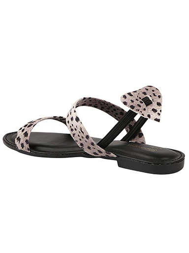 Stylestry Womens & Girls Grey Printed Open Toe Flats