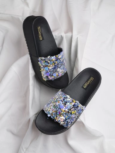 Stylestry Womens & Girls Black Slip On Platform Heels