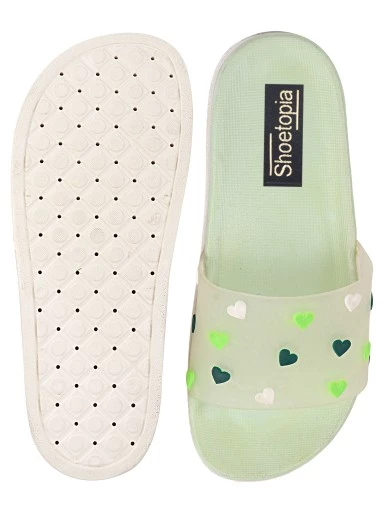 Stylestry Women Green Printed Rubber Sliders