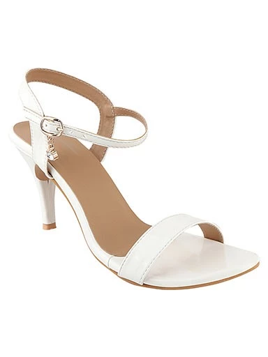 Stylestry Women White Solid Velvet Stilettos Heels