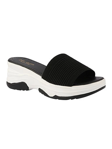 Stylestry Women's & Girl's Black Embellished Wedge Sandals