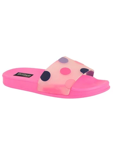 Stylestry Women Peach Polka Dots Printed Rubber Sliders