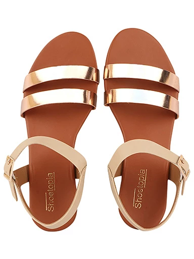 Stylestry Womens & Girls Gold-Toned Open Toe Flats