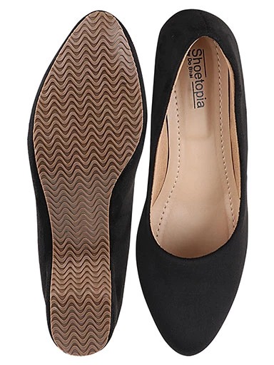Stylestry Women's & Girl's Black Textured Block Heels Pumps